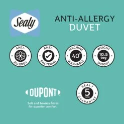 Sealy Anti Allergy Hollowfibre 10.5Tog Duvet - Single -Cooking and dining Shop 1156623 R Z010A