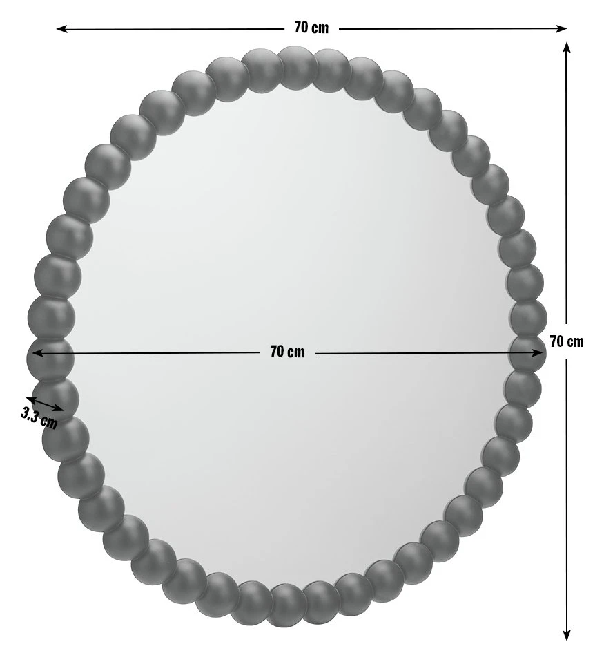 Habitat Beaded Round Wall Mirror - Black - 70x70cm 3 Habitat Beaded Round Wall Mirror - Black - 70x70cm - Image 3