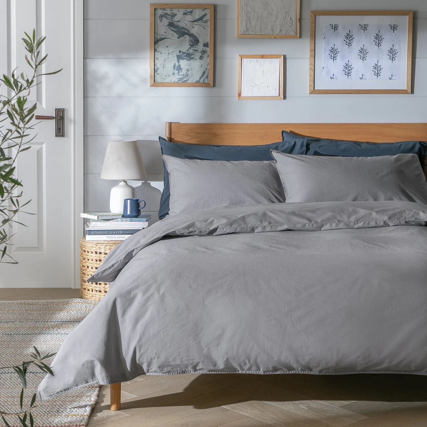 Habitat Cotton 180TC Linen Look Grey Bedding Set - Single 1 Habitat Cotton 180TC Linen Look Grey Bedding Set - Single