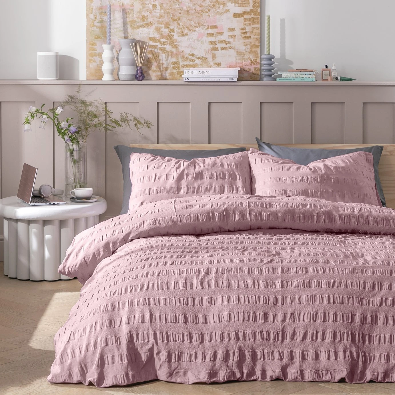 Habitat Seersucker Wide Stripe Lilac Bedding Set - Double 1 Habitat Seersucker Wide Stripe Lilac Bedding Set - Double