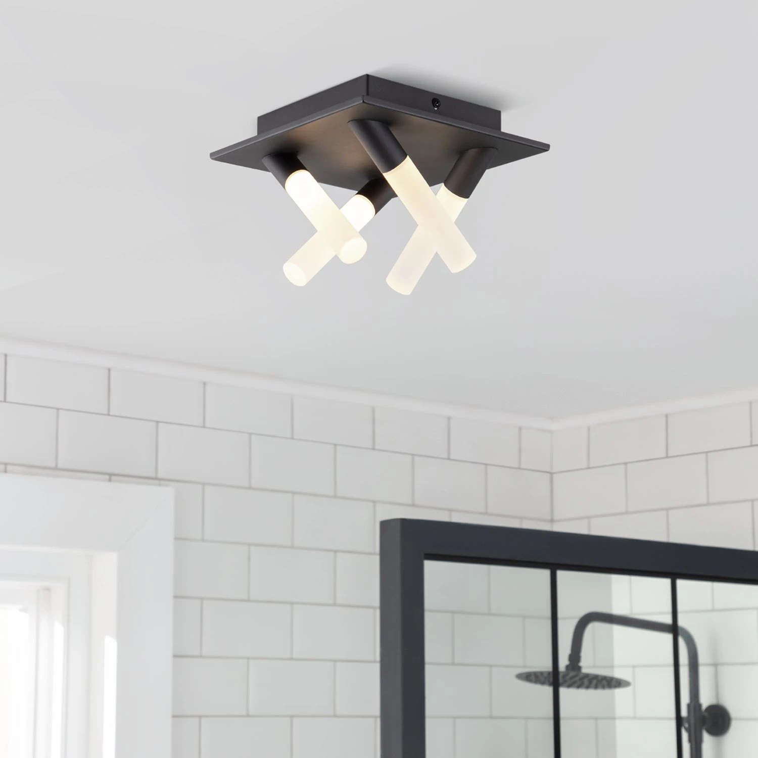 Habitat Metal 4 Light LED Bathroom Flush Ceiling Light-Black 1 Habitat Metal 4 Light LED Bathroom Flush Ceiling Light-Black