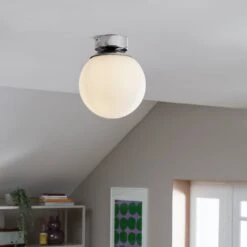 Habitat Opal Glass Bathroom Flush Ceiling Light - White -Cooking and dining Shop 1233759 R Z002C