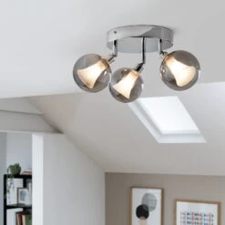 Habitat Globe Metal Bathroom Flush To Ceiling Light - Silver -Cooking and dining Shop 1233883 R Z002C