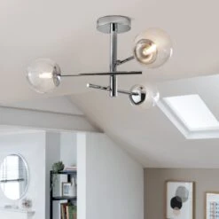Habitat Sputnik Metal Bathroom Flush Ceiling Light - Chrome -Cooking and dining Shop 1233890 R Z002C