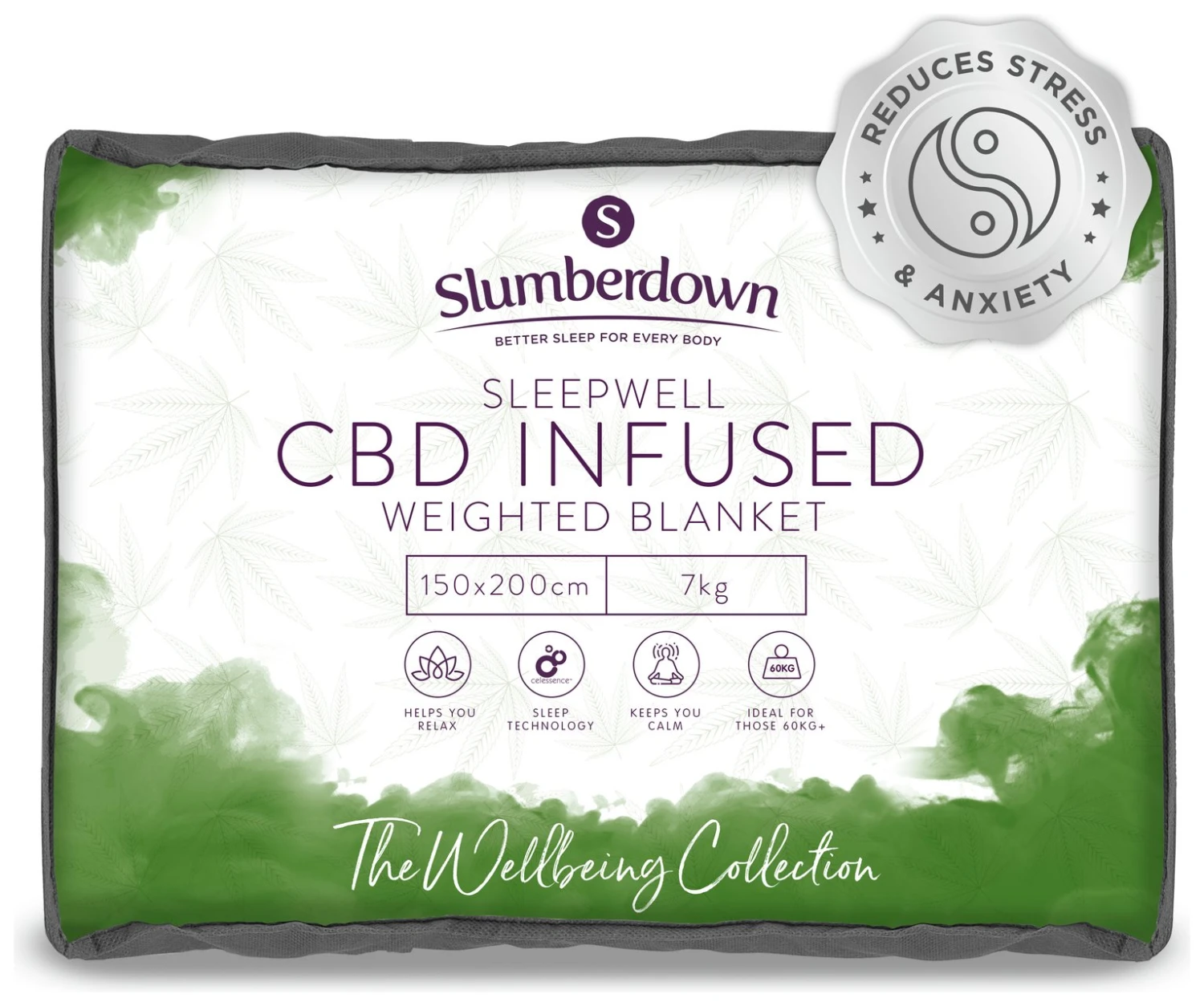 Slumberdown Wellbeing CBD Weighted Blanket - 7kg 1 Slumberdown Wellbeing CBD Weighted Blanket - 7kg