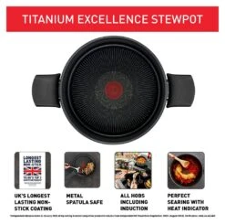 Tefal Titanium Excellence 24cm Aluminium Stock Pot - Black -Cooking and dining Shop 1303830 R Z003A