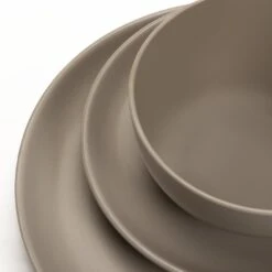 Habitat Mushroom 12 Piece Stoneware Dinner Set - Mushroom -Cooking and dining Shop 1341108 R Z005A