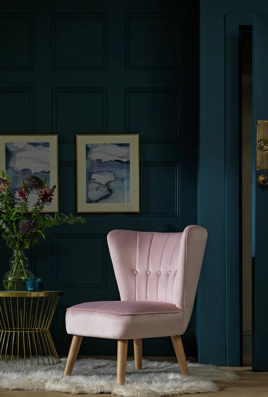 Habitat Alexis Velvet Cocktail Chair - Cream 2 Habitat Alexis Velvet Cocktail Chair - Cream - Image 2