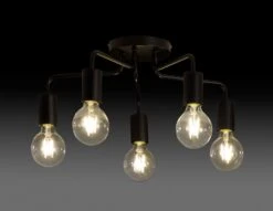 Habitat Rayner Steel 5 Light LED Flush Ceiling Light - Black -Cooking and dining Shop 1518261 R Z002A