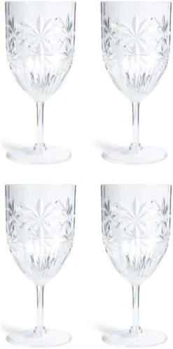 Habitat Palm Design Transparent Wine Glass - Pack Of 4