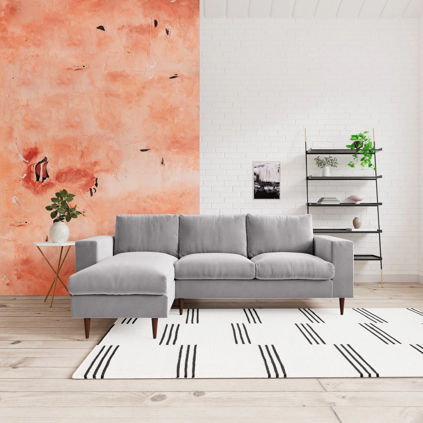 Swoon Evesham Velvet Left Hand Corner Sofa - Silver Grey 2 Swoon Evesham Velvet Left Hand Corner Sofa - Silver Grey - Image 2