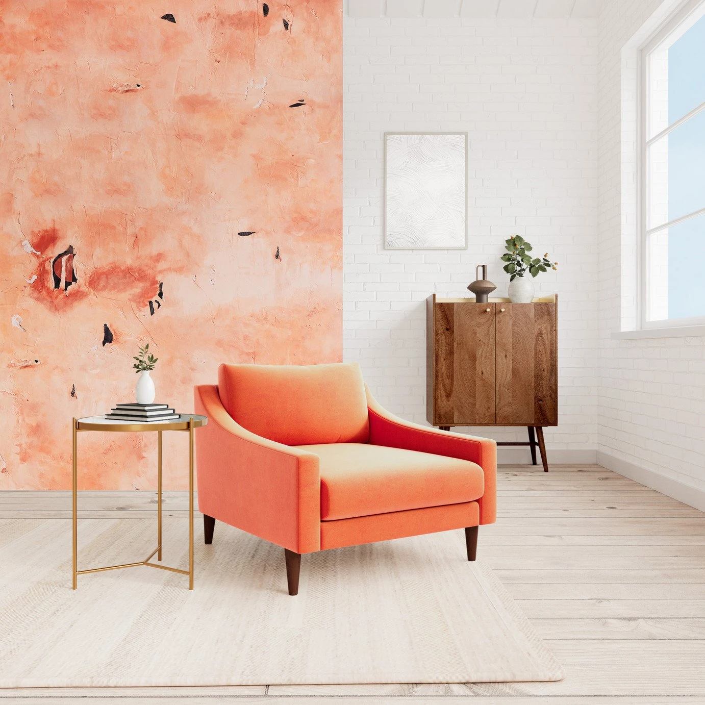 Swoon Turin Velvet Armchair - Burnt Orange 2 Swoon Turin Velvet Armchair - Burnt Orange - Image 2