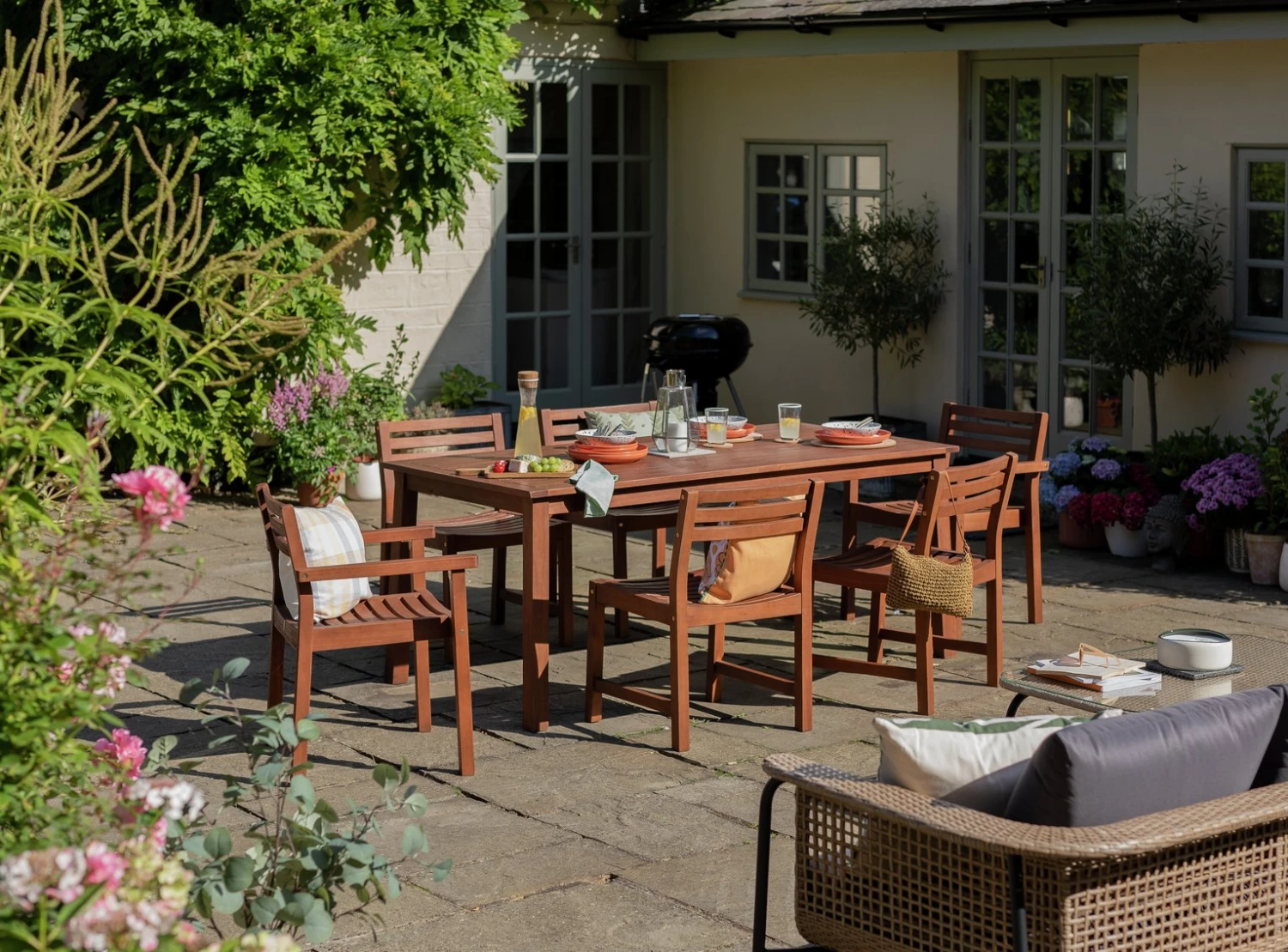 Habitat Amalfi 6 Seater Wooden Patio Set - Brown 1 Habitat Amalfi 6 Seater Wooden Patio Set - Brown