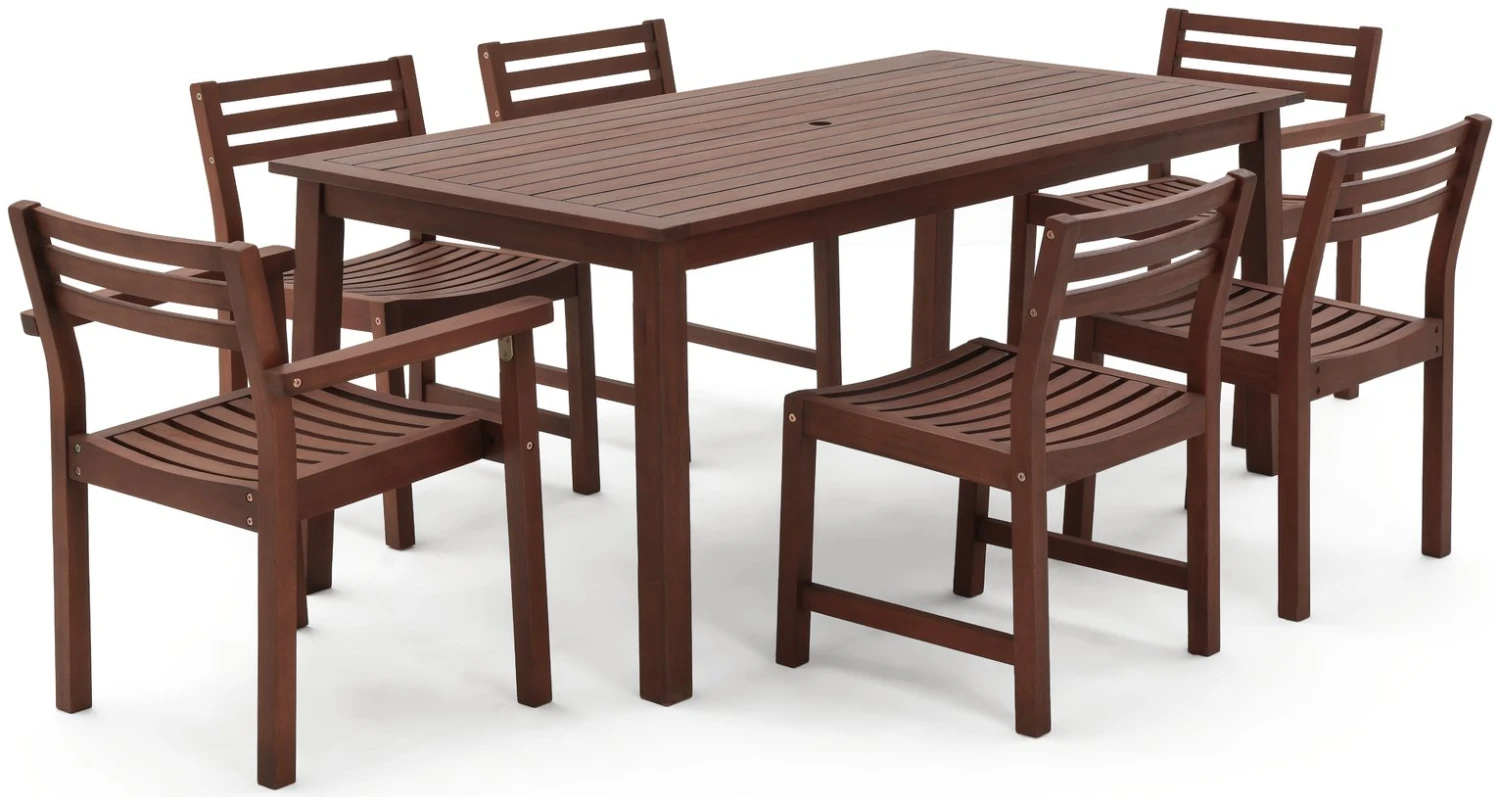 Habitat Amalfi 6 Seater Wooden Patio Set - Brown 5 Habitat Amalfi 6 Seater Wooden Patio Set - Brown - Image 5