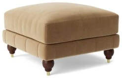 Swoon Winston Velvet Ottoman Footstool - Biscuit -Cooking and dining Shop 1995389 R Z003A