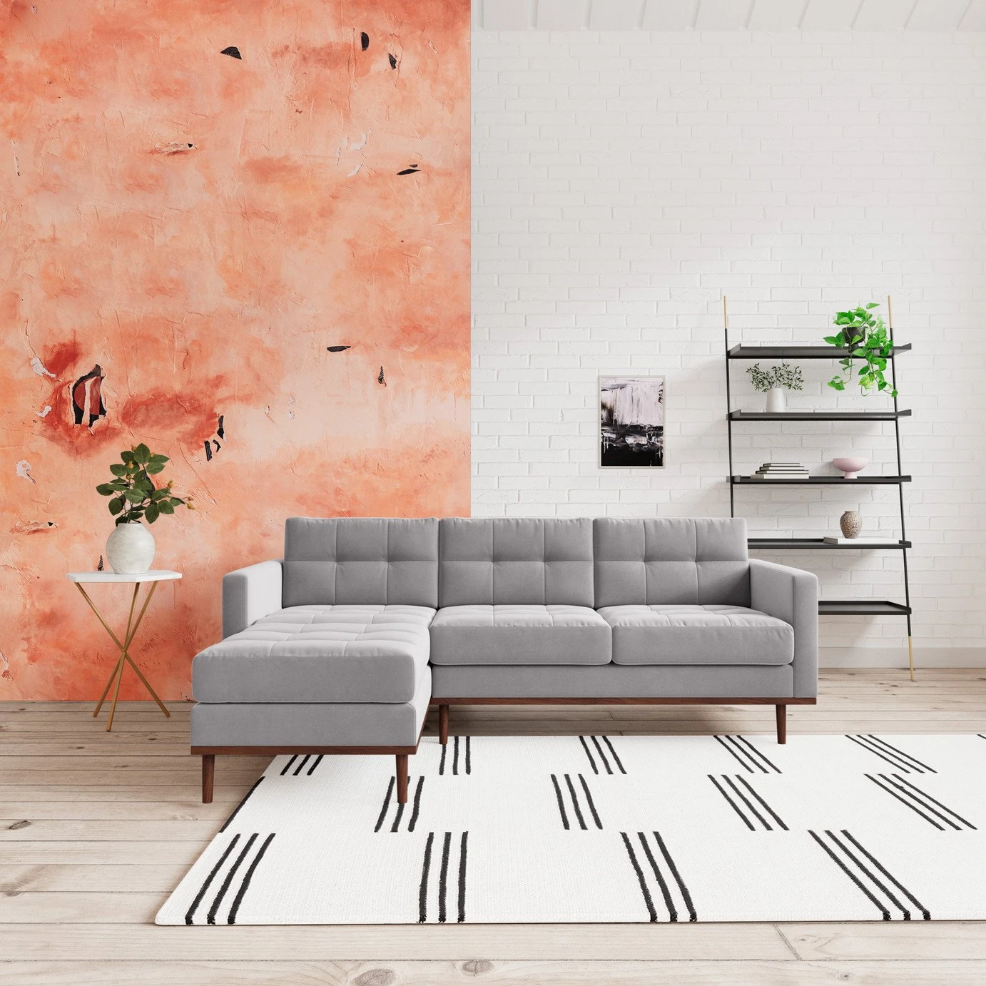 Swoon Berlin Velvet Left Hand Corner Sofa - Silver Grey 2 Swoon Berlin Velvet Left Hand Corner Sofa - Silver Grey - Image 2