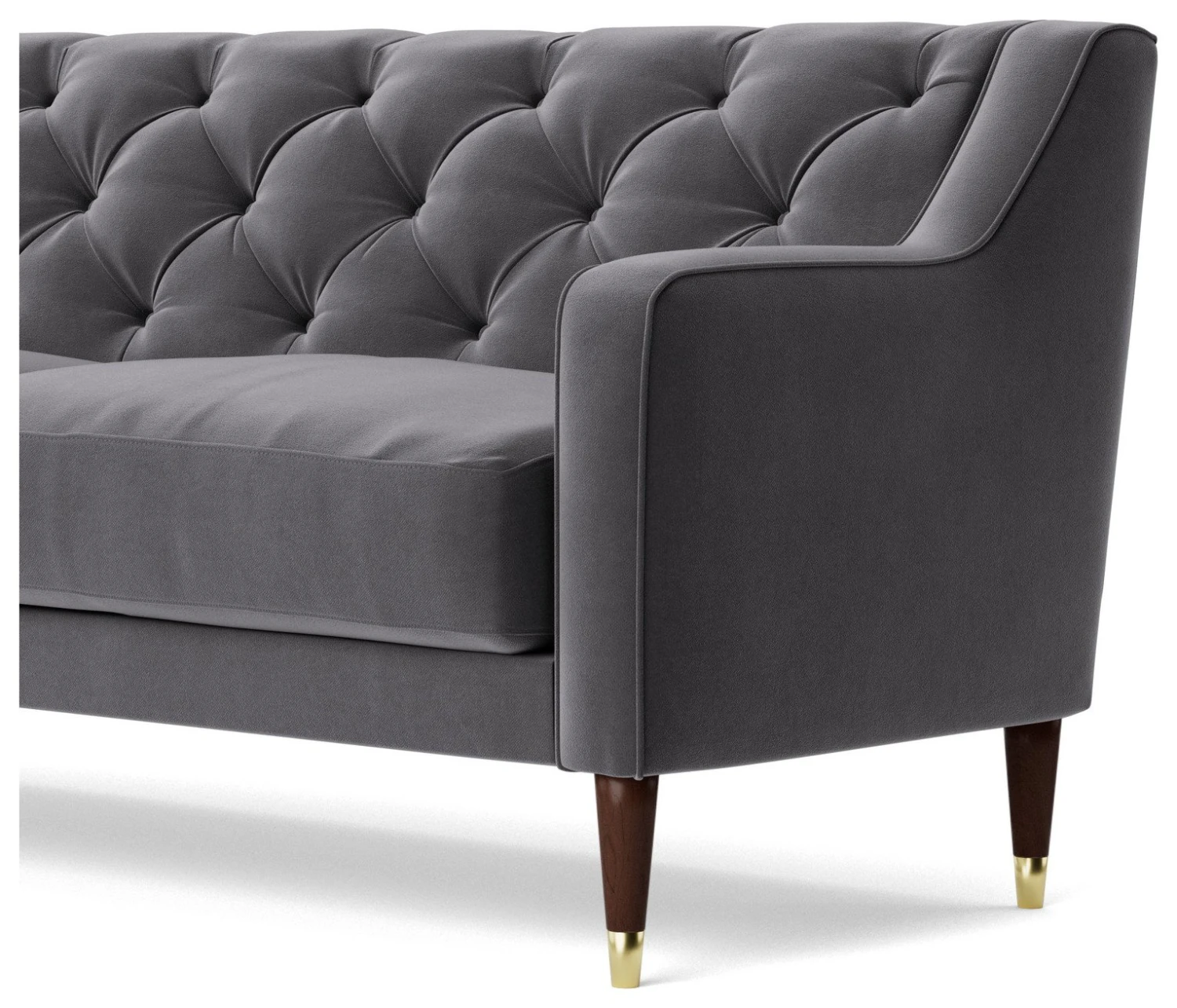 Swoon Pritchard Velvet 2 Seater Sofa - Granite Grey 6 Swoon Pritchard Velvet 2 Seater Sofa - Granite Grey - Image 6