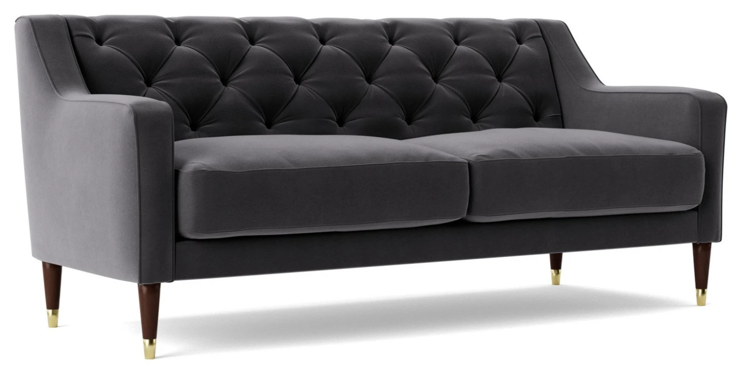 Swoon Pritchard Velvet 2 Seater Sofa - Granite Grey 8 Swoon Pritchard Velvet 2 Seater Sofa - Granite Grey - Image 8