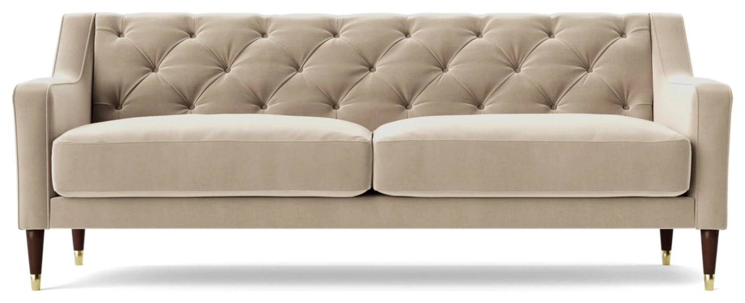 Swoon Pritchard Velvet 3 Seater Sofa - Taupe 1 Swoon Pritchard Velvet 3 Seater Sofa - Taupe