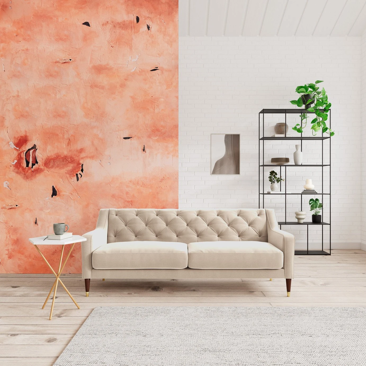 Swoon Pritchard Velvet 3 Seater Sofa - Taupe 2 Swoon Pritchard Velvet 3 Seater Sofa - Taupe - Image 2