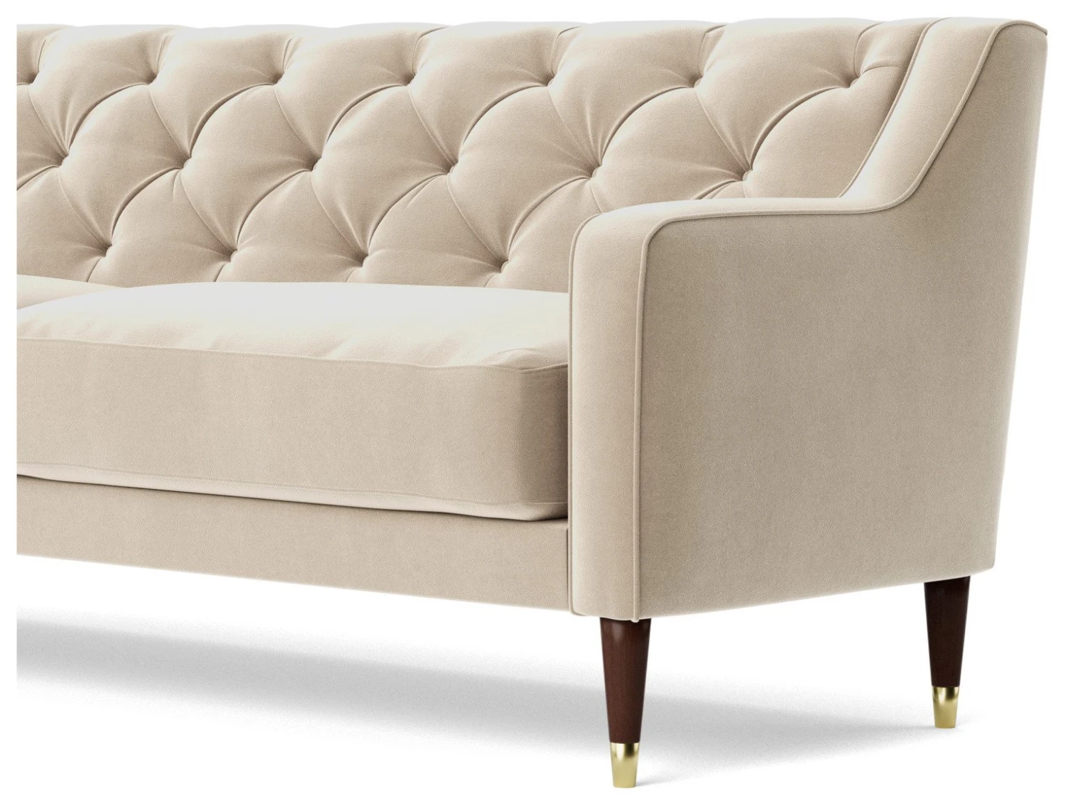 Swoon Pritchard Velvet 3 Seater Sofa - Taupe 6 Swoon Pritchard Velvet 3 Seater Sofa - Taupe - Image 6