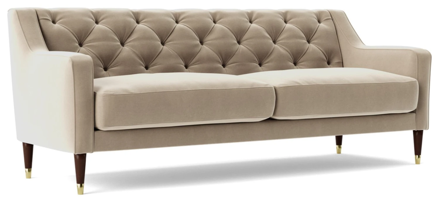 Swoon Pritchard Velvet 3 Seater Sofa - Taupe 8 Swoon Pritchard Velvet 3 Seater Sofa - Taupe - Image 8