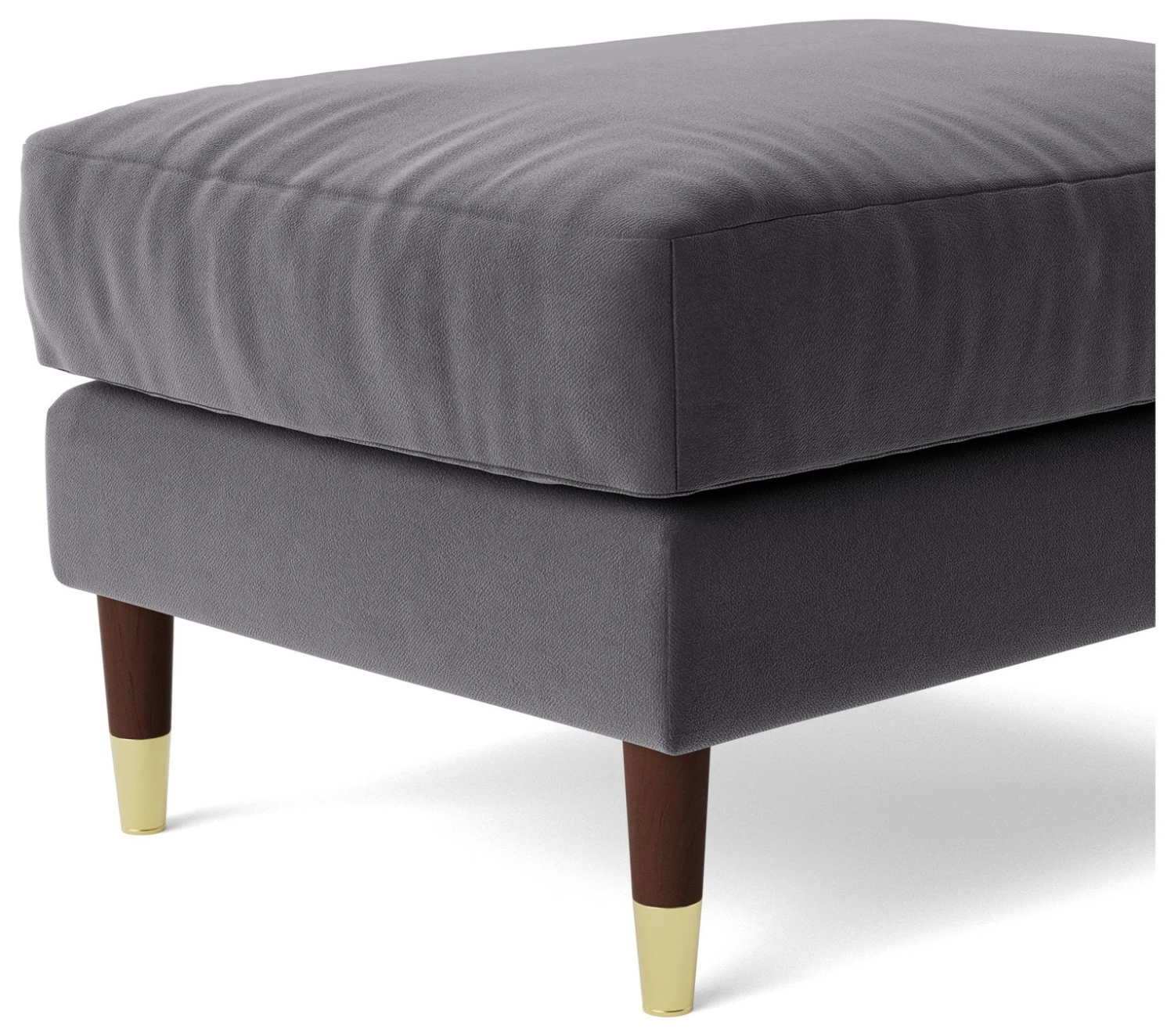 Swoon Rieti Velvet Ottoman Footstool - Granite Grey 6 Swoon Rieti Velvet Ottoman Footstool - Granite Grey - Image 6