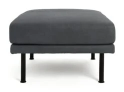 Habitat Moore Leather Ottoman Footstool - Dark Grey