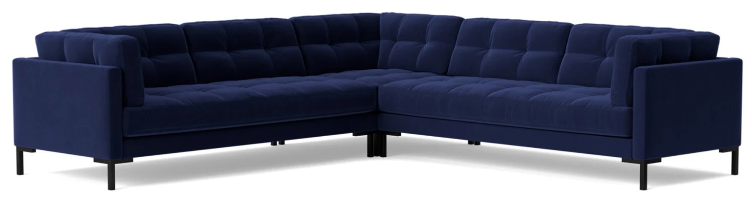 Swoon Landau Velvet 5 Seater Corner Sofa - Ink Blue 1 Swoon Landau Velvet 5 Seater Corner Sofa - Ink Blue