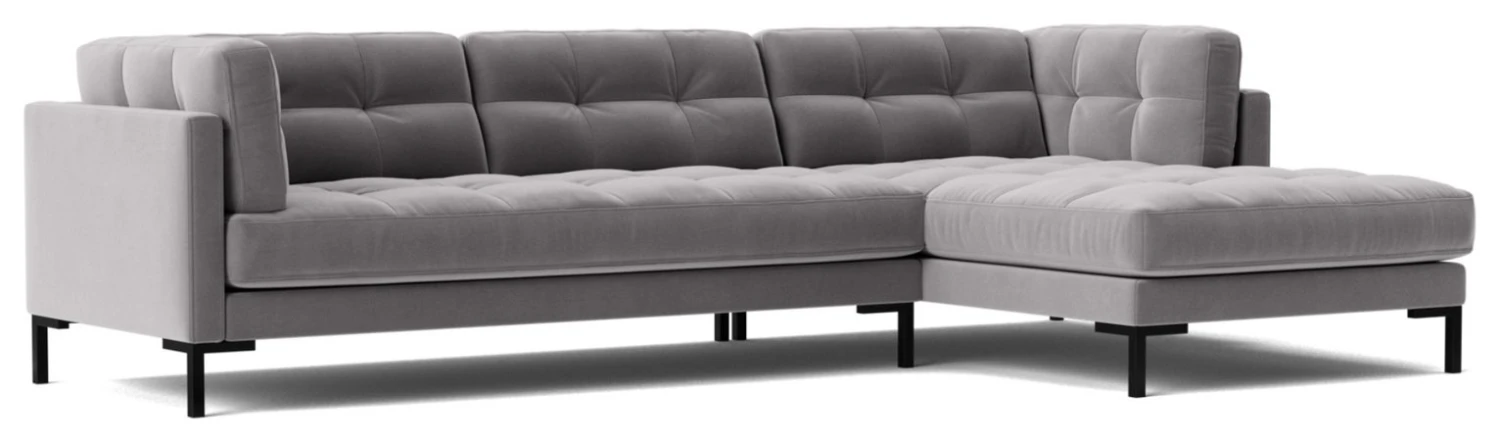Swoon Landau Velvet Right Hand Corner Sofa - Silver Grey