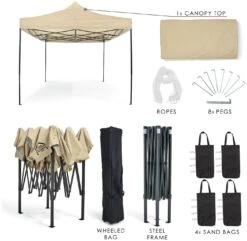 All Seasons 3m X 4.5m Garden Pop Up Gazebo - Beige -Cooking and dining Shop 2062936 R Z003A