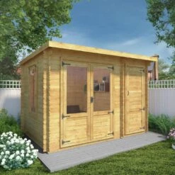 Mercia Pent Log Cabin With Side Shed - 3.5x2.4 -Cooking and dining Shop 2065579 R Z003A