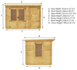 Mercia Pent Log Cabin With Side Shed - 3.5x2.4 -Cooking and dining Shop 2065579 R Z012A