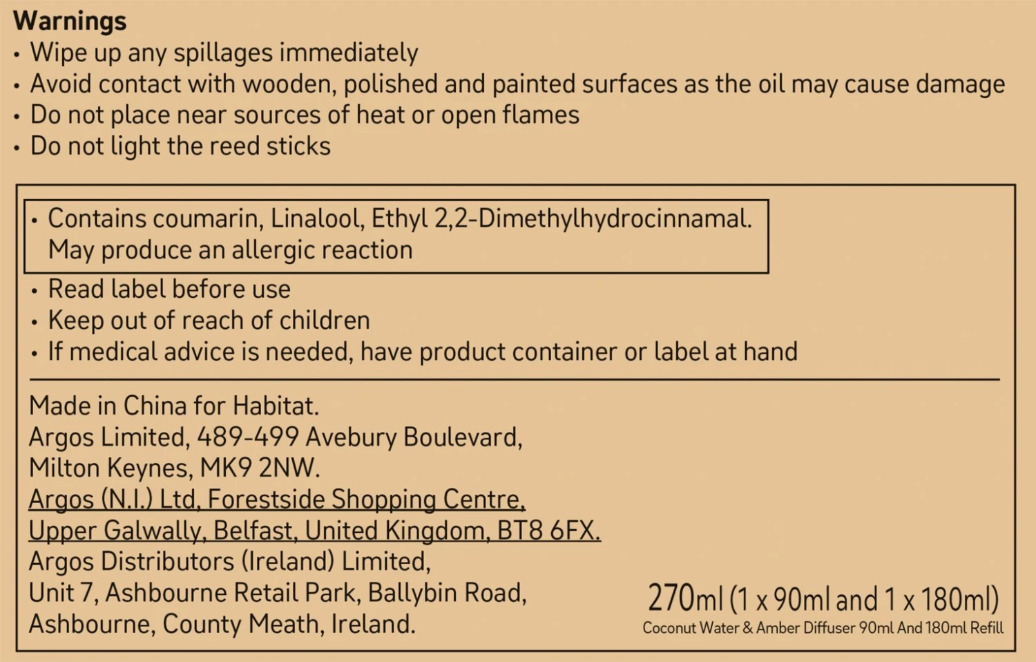 Habitat 90ml Diffuser & 180ml Refill - Coconut Water & Amber 4 Habitat 90ml Diffuser & 180ml Refill - Coconut Water & Amber - Image 4