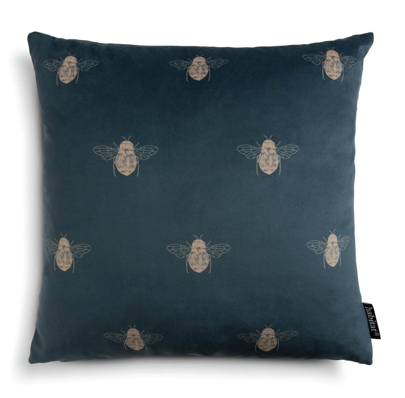 Habitat Gold Bee Printed Cushion - Teal - 43x43cm 4 Habitat Gold Bee Printed Cushion - Teal - 43x43cm - Image 4