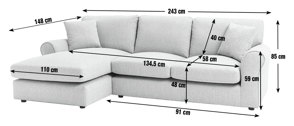 Habitat Lisbon Fabric Left Hand Corner Chaise Sofa- Charcoal 3 Habitat Lisbon Fabric Left Hand Corner Chaise Sofa- Charcoal - Image 3