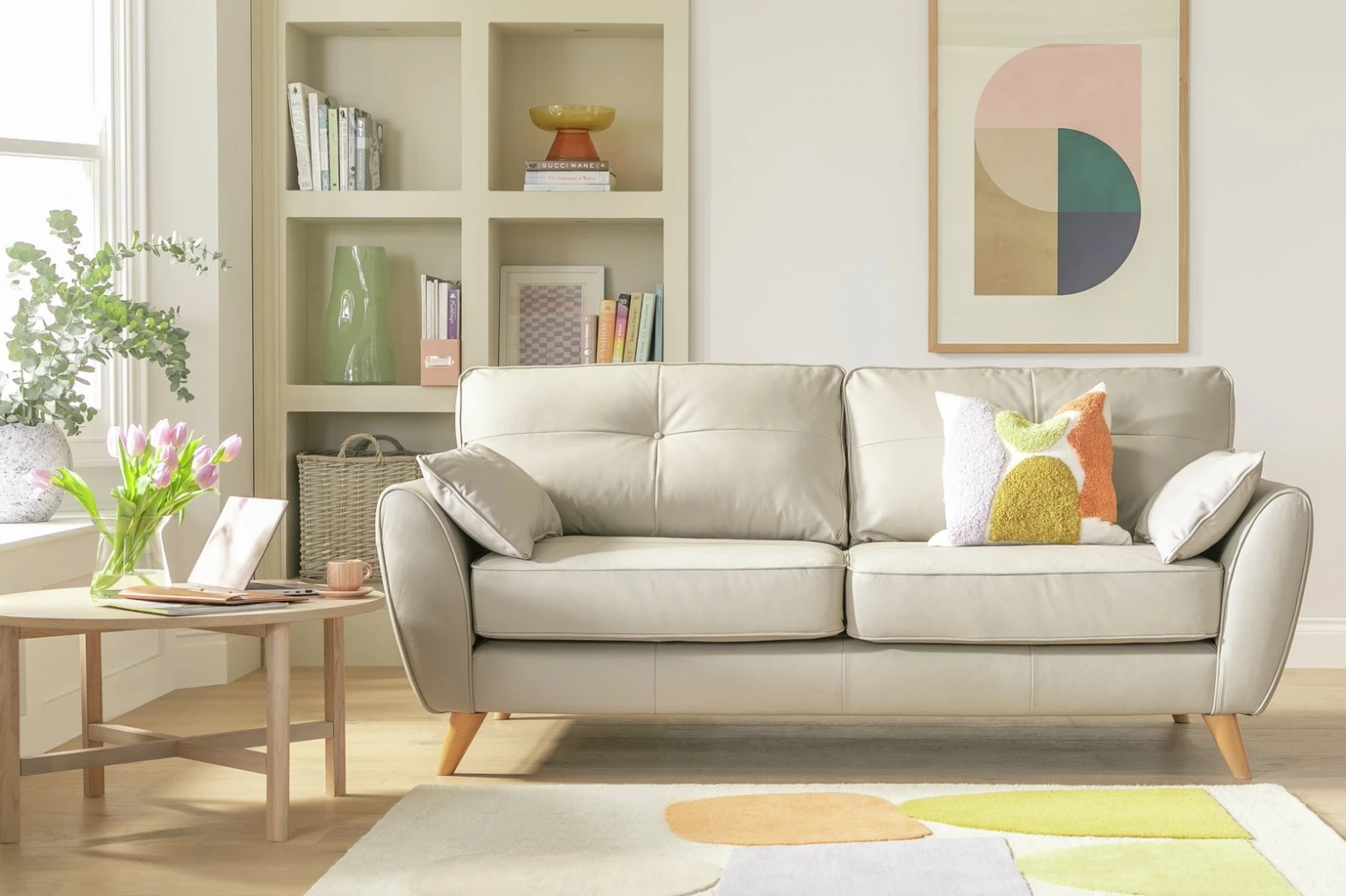 Habitat Isla 3 Seater Leather Sofa - Grey 2 Habitat Isla 3 Seater Leather Sofa - Grey - Image 2