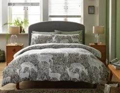 Habitat Brushed Cotton Deer Print Grey Bedding Set - Single
