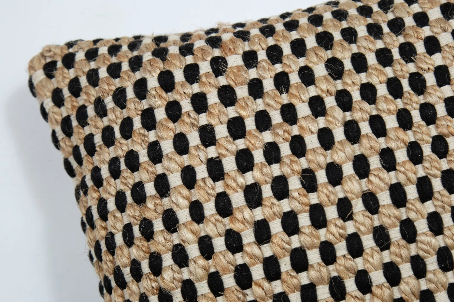 Habitat Jute Mono Check Cushion - Natural - 43X43cm 2 Habitat Jute Mono Check Cushion - Natural - 43X43cm - Image 2