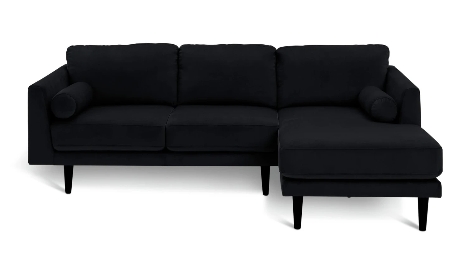 Habitat Jacob Velvet Right Hand Corner Sofa - Black 3 Habitat Jacob Velvet Right Hand Corner Sofa - Black - Image 3