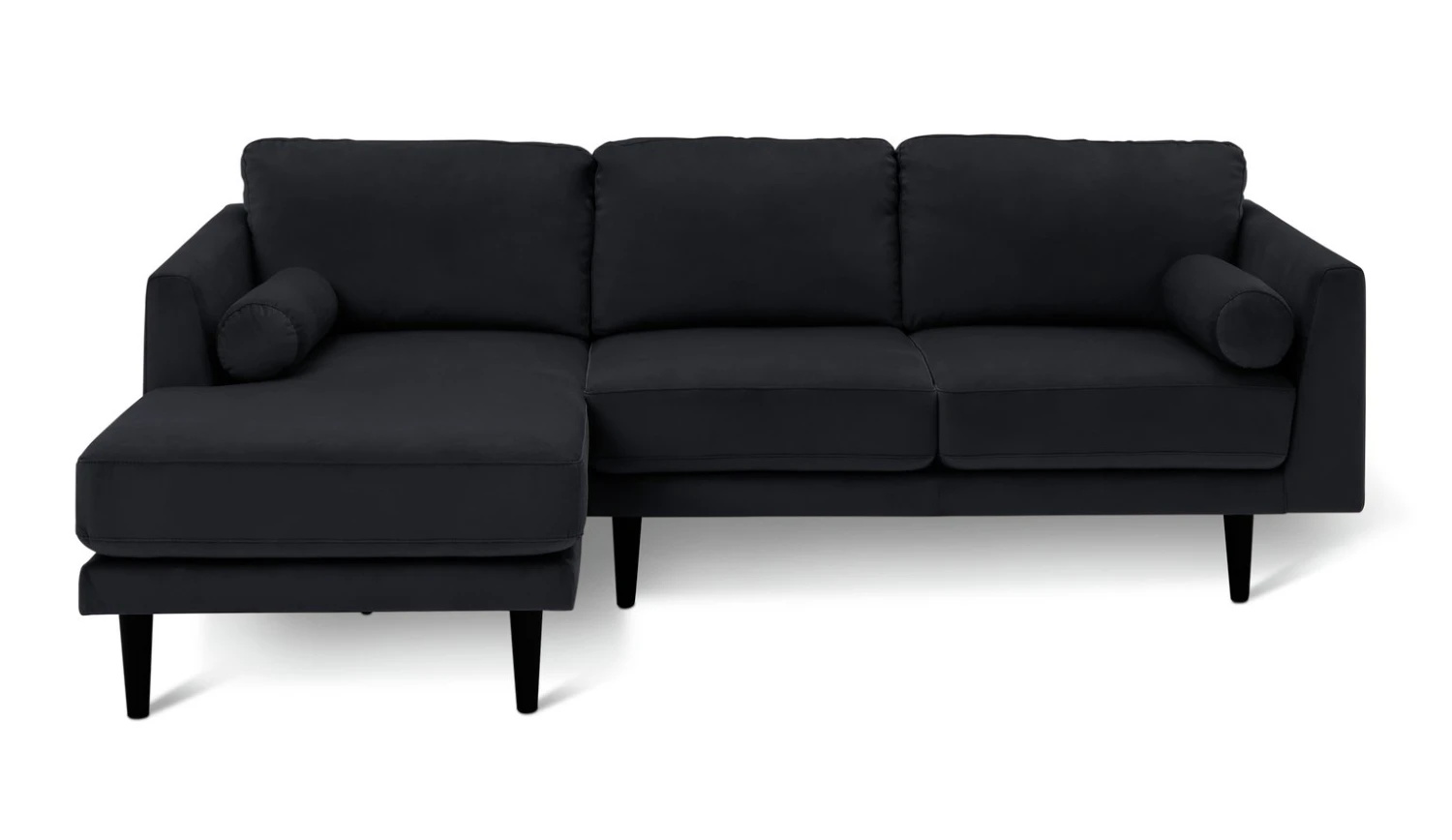 Habitat Jacob Velvet Left Hand Corner Sofa - Black 3 Habitat Jacob Velvet Left Hand Corner Sofa - Black - Image 3
