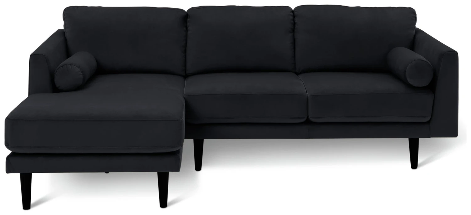 Habitat Jacob Velvet Left Hand Corner Sofa - Black 4 Habitat Jacob Velvet Left Hand Corner Sofa - Black - Image 4
