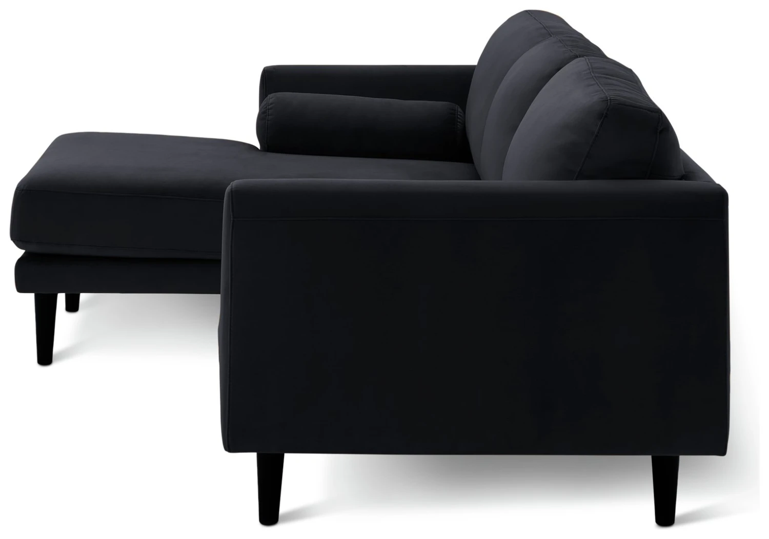 Habitat Jacob Velvet Left Hand Corner Sofa - Black 5 Habitat Jacob Velvet Left Hand Corner Sofa - Black - Image 5