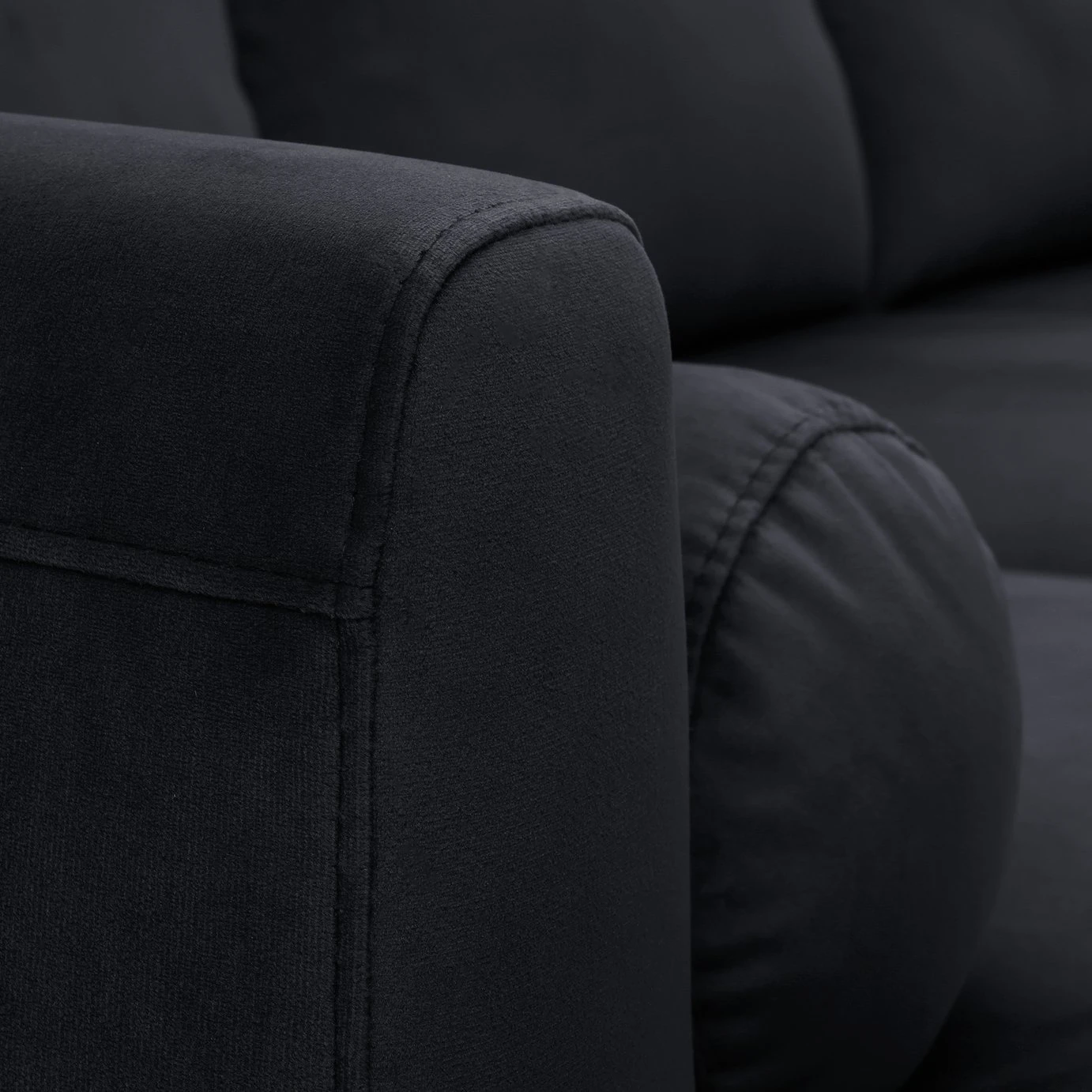 Habitat Jacob Velvet Left Hand Corner Sofa - Black 6 Habitat Jacob Velvet Left Hand Corner Sofa - Black - Image 6
