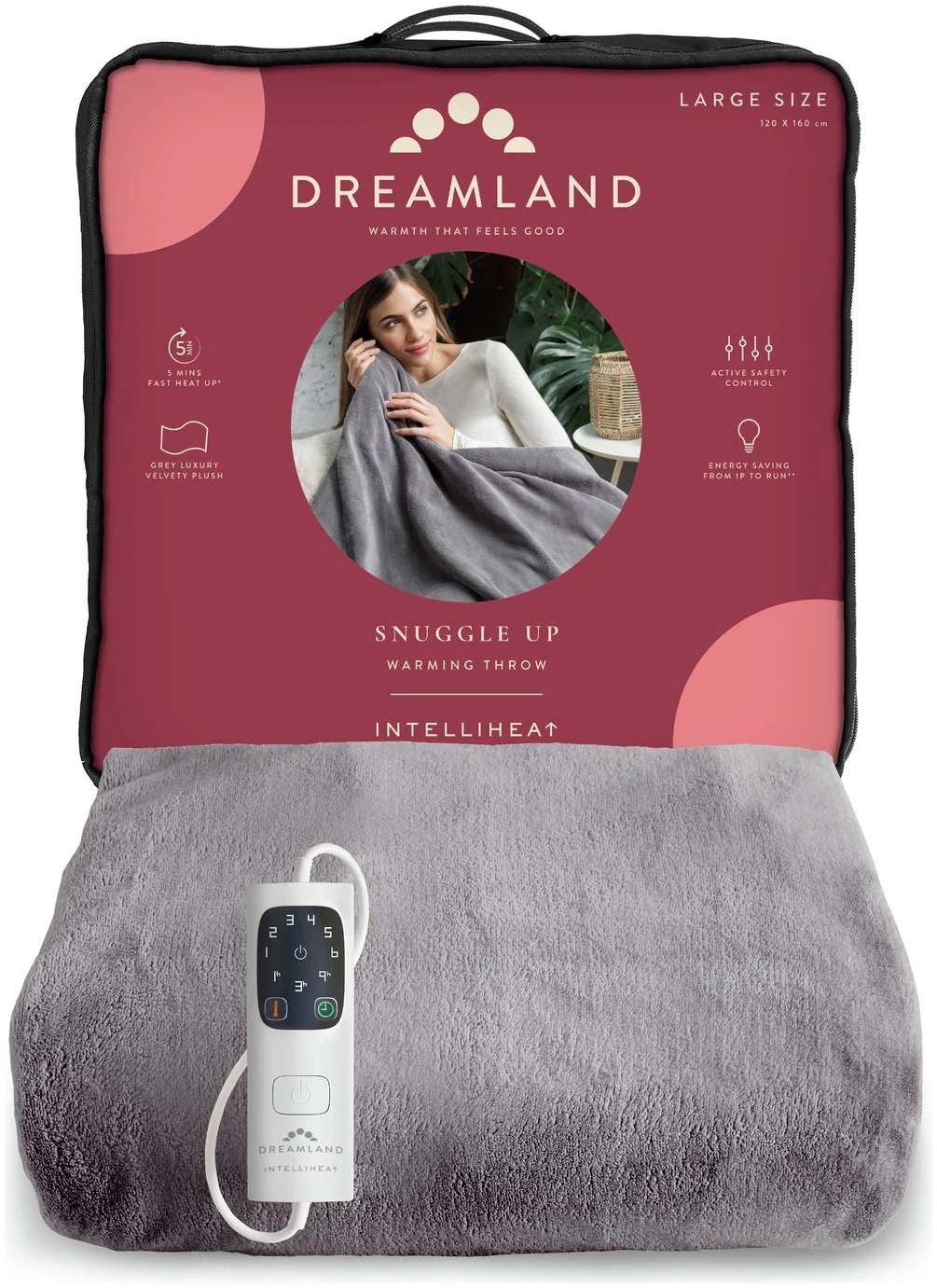 Dreamland Snuggle Up Heated Grey Throw - Large 7 Dreamland Snuggle Up Heated Grey Throw - Large - Image 7
