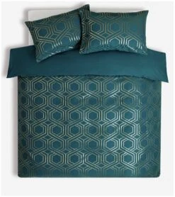 Habitat Geo Jacquard Teal Bedding Set - Double -Cooking and dining Shop 3036734 R Z002A