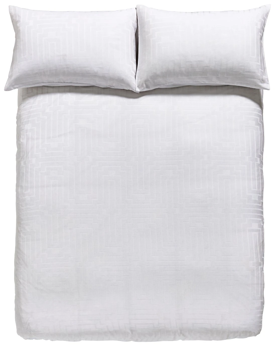 Bianca Cotton 180 TC Geometric White Bedding Set - Double 2 Bianca Cotton 180 TC Geometric White Bedding Set - Double - Image 2