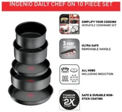 Tefal Ingenio Daily Chef 10 Piece Aluminium Pan Set -Cooking and dining Shop 3082805 R Z002A