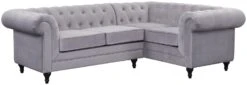 Habitat Chesterfield Velvet Left Hand Corner Sofa-Light Grey -Cooking and dining Shop 3106633 R Z002A