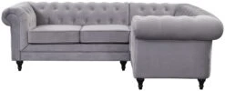 Habitat Chesterfield Velvet Left Hand Corner Sofa-Light Grey -Cooking and dining Shop 3106633 R Z003A